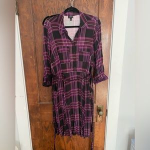 Torrid purple plaid shirt dress